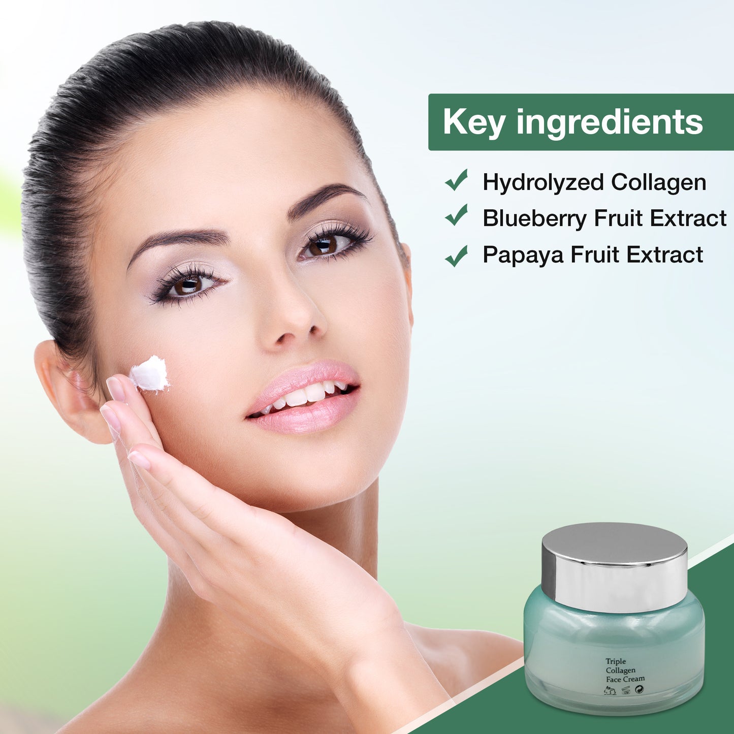 Organic Triple Collagen Anti Aging Skincare Face Cream | Moisturizing and Skin Firming with Natural Ingredients to Reduce Fine Lines, Dark Spots and Deep Hydration.