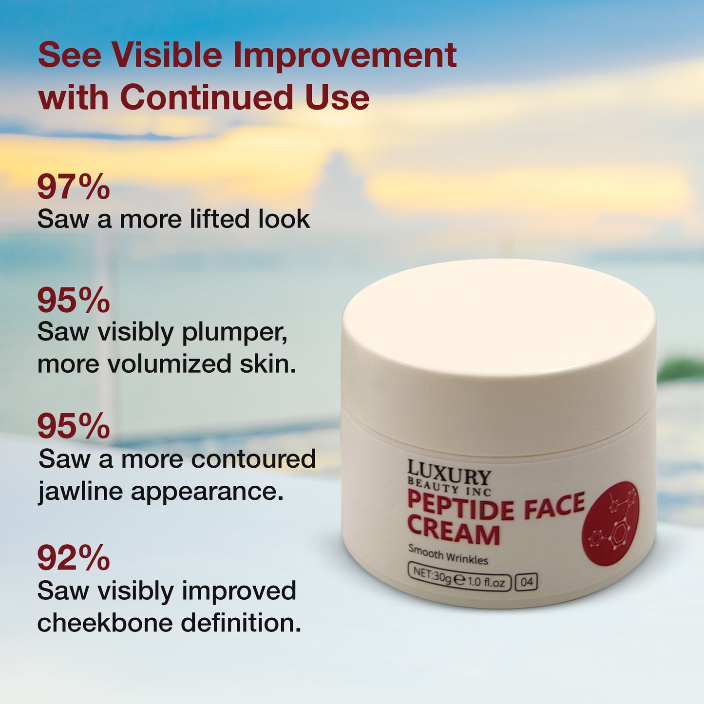 Luxury Beauty Inc Peptide Face Cream Moisturizer for Skin Care: Collagen-Based Anti-Aging Firming Formula to Smooth Wrinkles, Reduce Dark Spots and Fade Fine Lines.