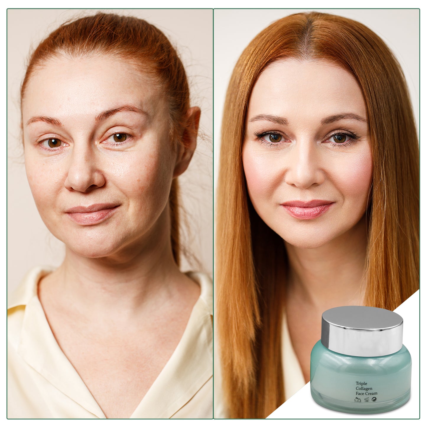 Organic Triple Collagen Anti Aging Skincare Face Cream | Moisturizing and Skin Firming with Natural Ingredients to Reduce Fine Lines, Dark Spots and Deep Hydration.