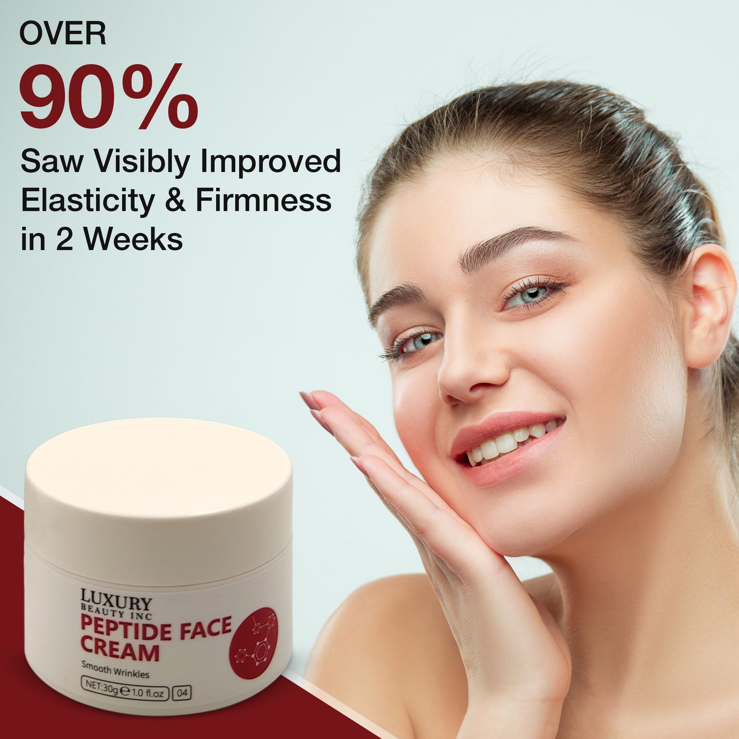 Luxury Beauty Inc Peptide Face Cream Moisturizer for Skin Care: Collagen-Based Anti-Aging Firming Formula to Smooth Wrinkles, Reduce Dark Spots and Fade Fine Lines.