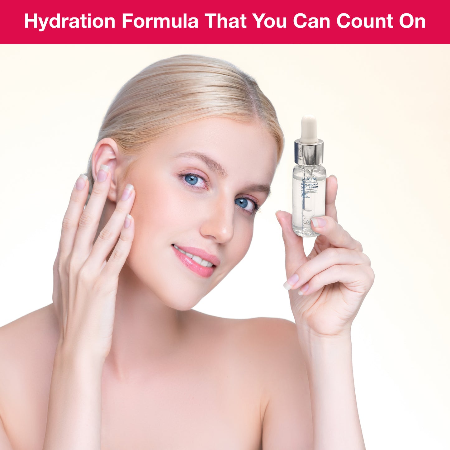 Luxury Beauty Inc 4D Hyaluronic Acid Facial Serum: Anti-Aging Moisturizer & Skin Care Solution to Reduce Eye Bags, Dark Spots & Fine Lines, Tightening Sagging Skin and Firming Wrinkles.