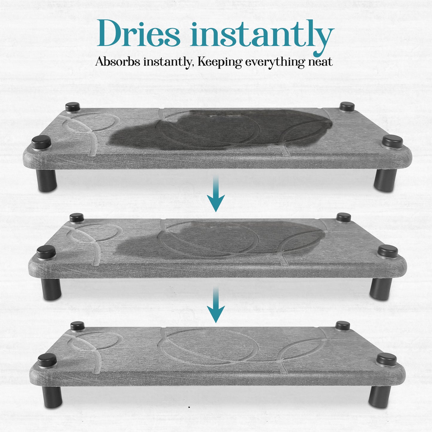 Stone Bath Mat - Diatomaceous Earth Shower Mat & Sink Caddy Set - Non-Slip Super Absorbent Quick Drying Bathroom Floor Mat - Premium Diatomite Stone - Elegant and Durable