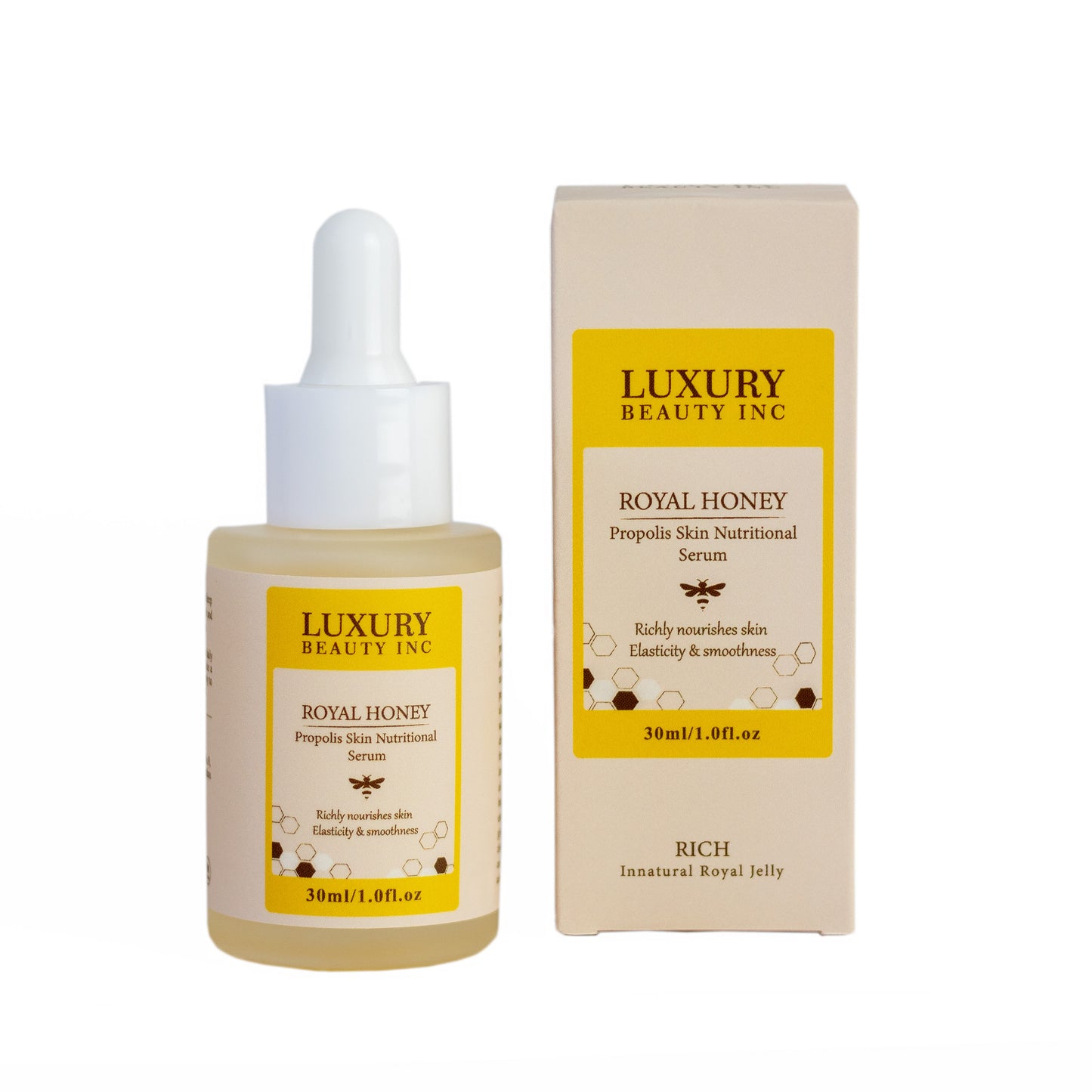 Luxury Beauty Inc Natural Propolis & Royal Honey Anti-Aging Face Serum with Royal Jelly Extract for Acne Treatment, Dark Spot Reduction, and Moisturizing - Nutritional Skincare for Soft, Soothed Skin